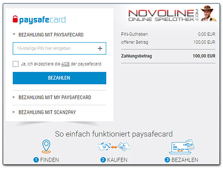 Einzahlung mit Paysafecard